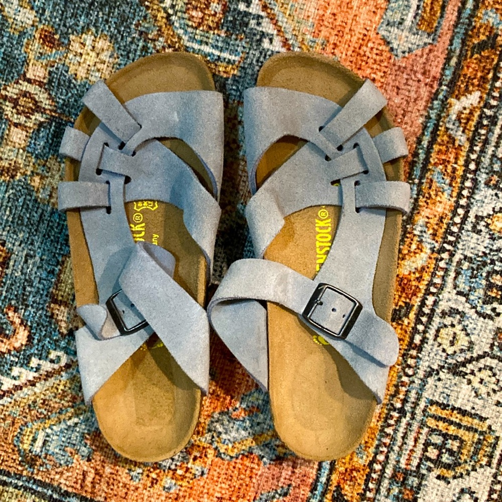 NWOT / NWOB Grey-Blue Suede BIRKENSTOCK sandals size 37
